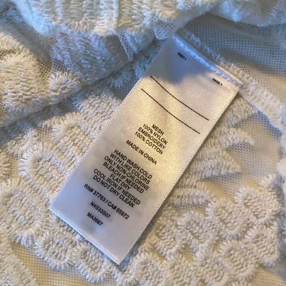 Laundry by Shelli Segal White Lace Embroidered Mesg Top Sz L - Picture 9 of 10